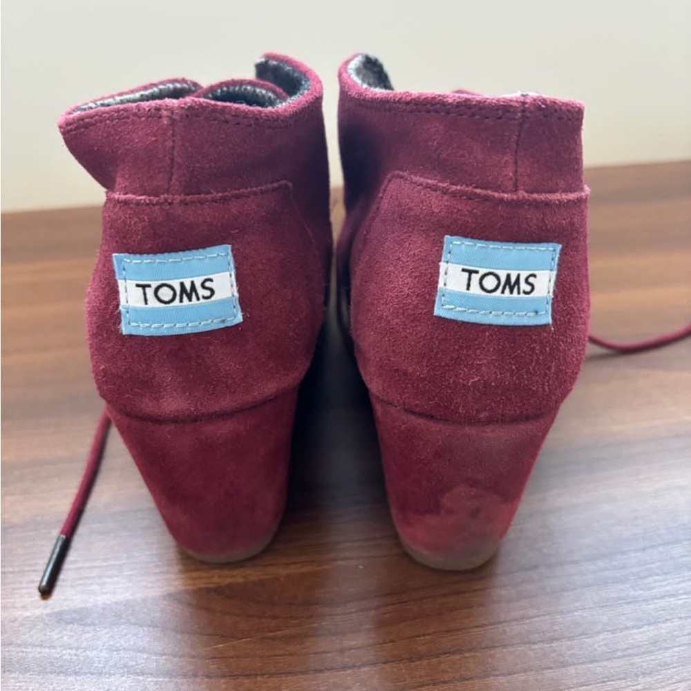 TOMS Red Suede Ankle Boots